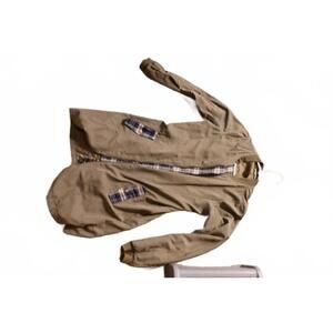 Mystree Casual Long Sleeve Khaki Green Jacket Plaid Accents